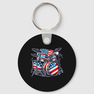 American Flagga Drum Drumset Usa Patriotic Drummer Nyckelring