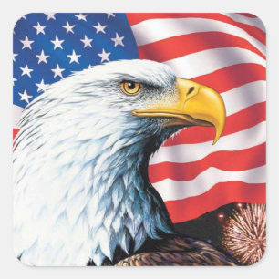 American Flagga Eagle Fyrkantigt Klistermärke
