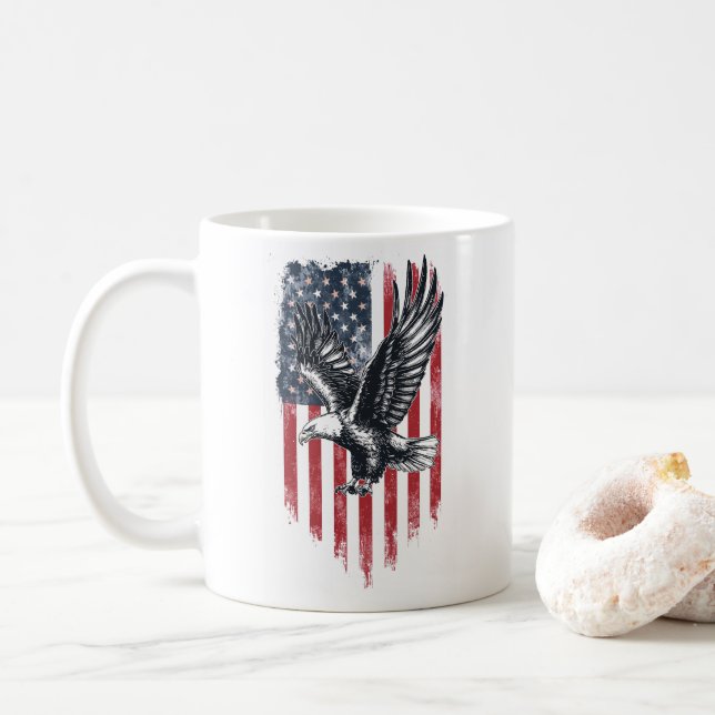 American Flagga & Eagle Gift - Patriotic Far's Kaffemugg (Med munk)