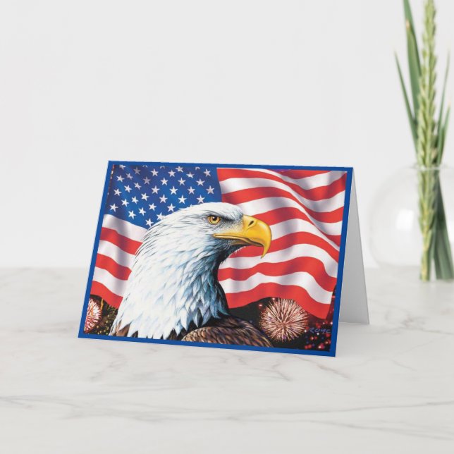 American Flagga Eagle Helgkort (Framsida)