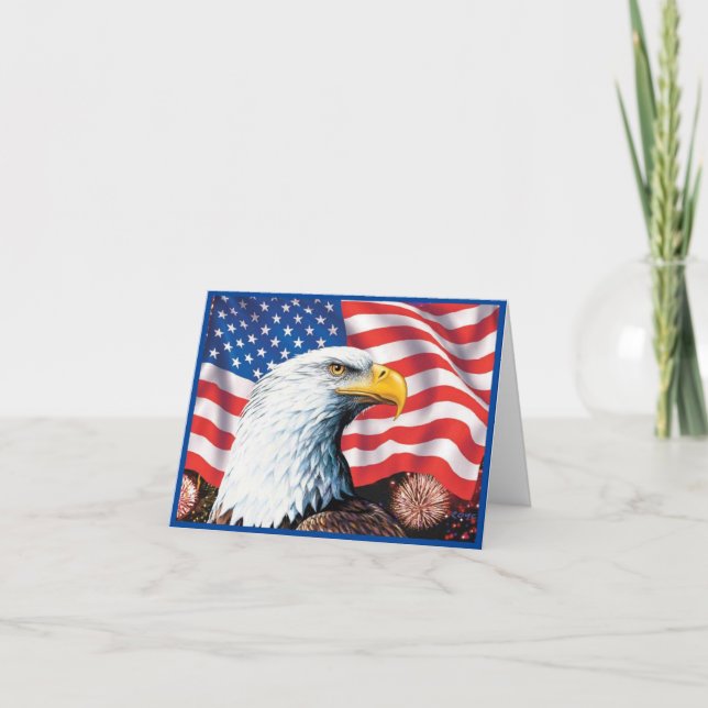 American Flagga Eagle Helgkort (Framsida)
