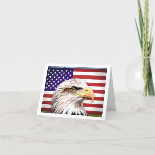American Flagga Eagle Patriotic USA Greeting Card Tack Kort