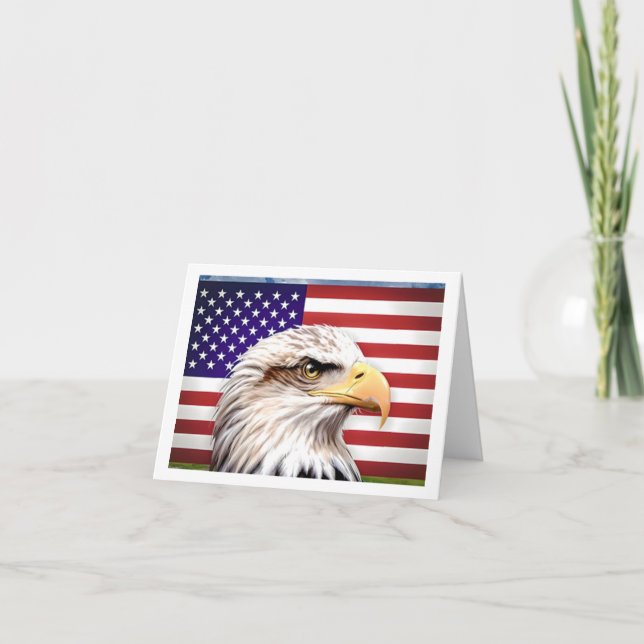 American Flagga Eagle Patriotic USA Greeting Card Tack Kort (Framsida)