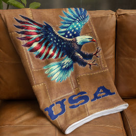 American Flagga Eagle Rustic Sherpa Blanket