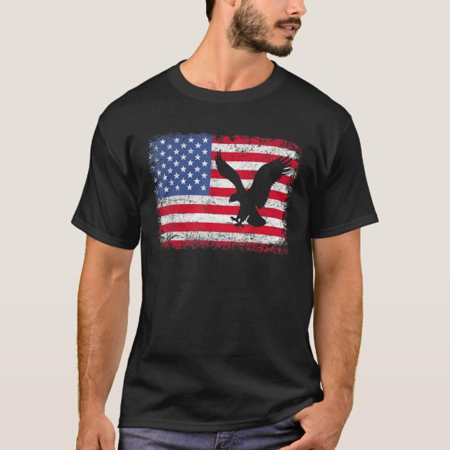 American Flagga Eagle Tshirt Usa T Shirt (Framsida)