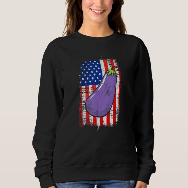 American Flagga Eggplant Farmers Kärlek Growing Eg T Shirt (Framsida)