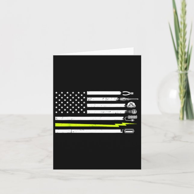 American Flagga Electrician Verktyg For Electricia Kort (Framsida)