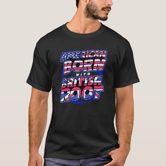 American Flagga England USA English British Root B T Shirt (Framsida)
