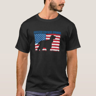 American Flagga English Cocker Spain T Shirt