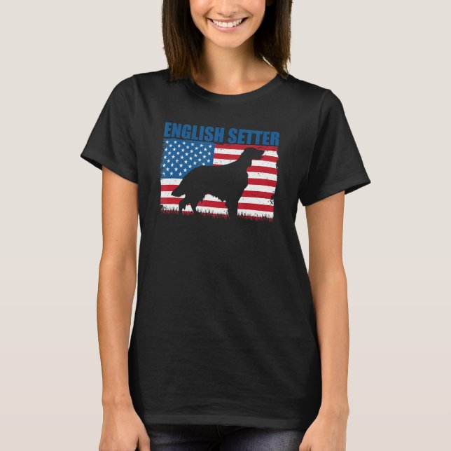 American Flagga English Setter T Shirt (Framsida)