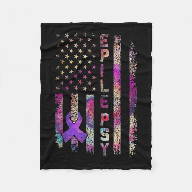 American Flagga Epilepsy Awareness Support Tie Dye Fleecefilt (Framsidan)