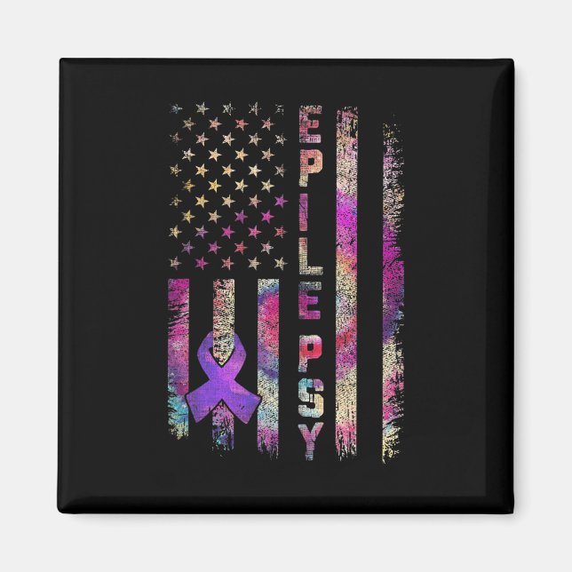 American Flagga Epilepsy Awareness Support Tie Dye Magnet (Framsidan)