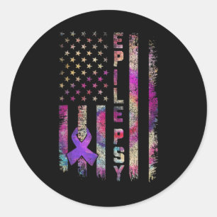 American Flagga Epilepsy Awareness Support Tie Dye Runt Klistermärke