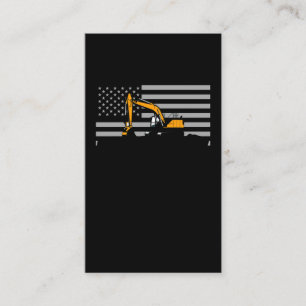 American Flagga Excavator US Flagga Construction Visitkort