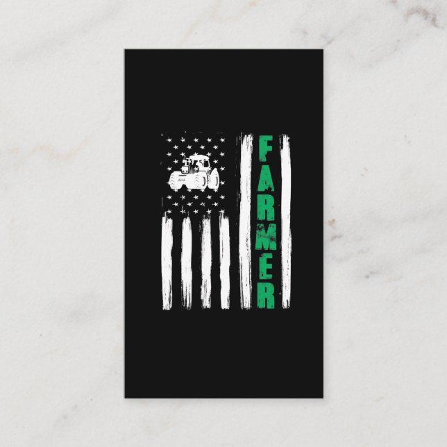 American Flagga Farmer Tractor Patriotic US Proud Visitkort (Framsida)