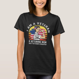 American Flagga Female Veteran I är veteran T Shirt