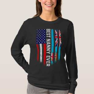 American Flagga & Fiji Flagga Best Nanny All Famil T Shirt