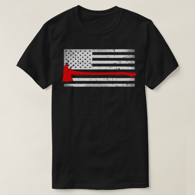 American Flagga Fire Fighter Red Ax Gifts for Fire T Shirt (Design framsida)