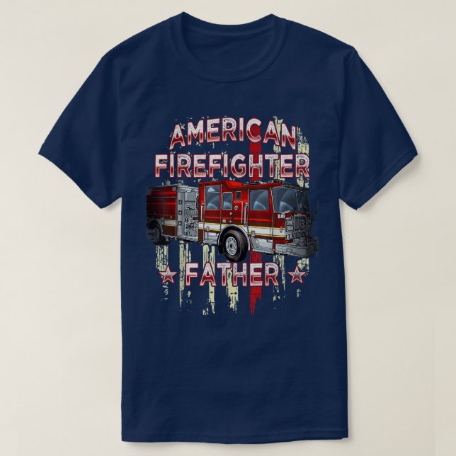 American Flagga Firefighter Far för Fireman Firef T Shirt (Design framsida)