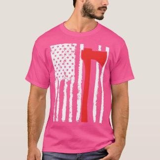 American Flagga Firefighter Red Ax Firefighter T Shirt
