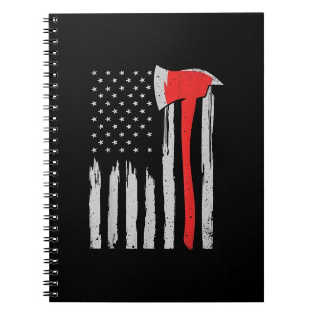American Flagga Firefighter Red Firefighter Anteckningsbok (Framsidan)