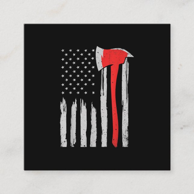American Flagga Firefighter Red Firefighter Fyrkantigt Visitkort (Framsida)