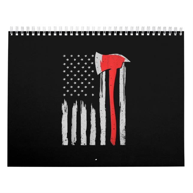 American Flagga Firefighter Red Firefighter Kalender (Omslag)