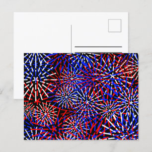 American Flagga Fireworks Design Vykort