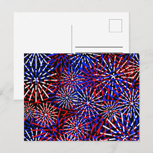American Flagga Fireworks Design Vykort (Fram/baksida)