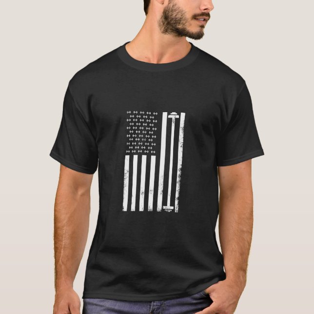 American Flagga Fitness and Gym Weightlift 2025 T Shirt (Framsida)