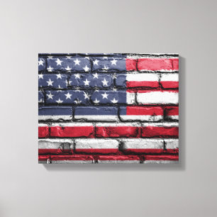 American Flagga, Flagga on Bricks Kanvastryck