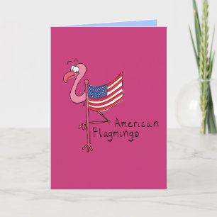 American Flagga Flamingo Funny Greeting Card Kort