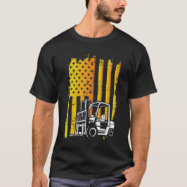 American Flagga Forklift Operator T Shirt