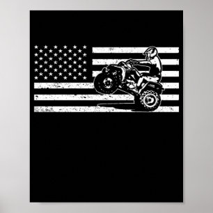 American Flagga Four Wheeler Quad Manar ATV Riding Poster
