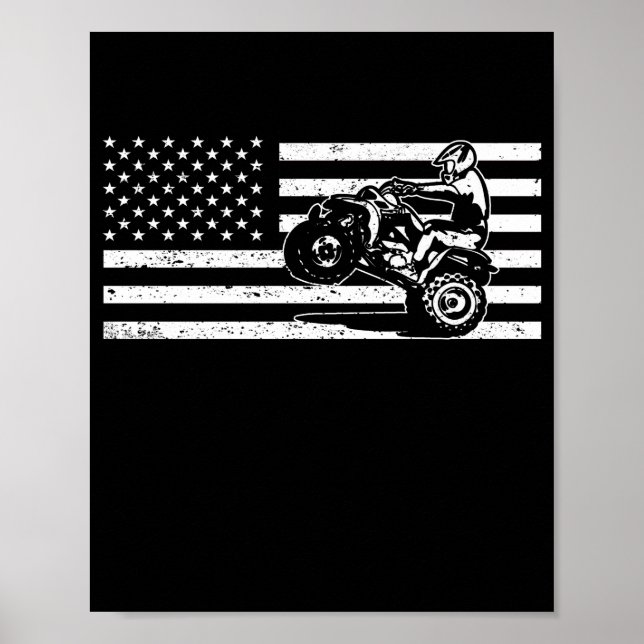American Flagga Four Wheeler Quad Manar ATV Riding Poster (Framsidan)
