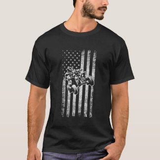 American Flagga Four Wheeler Quad Manar ATV Riding T Shirt