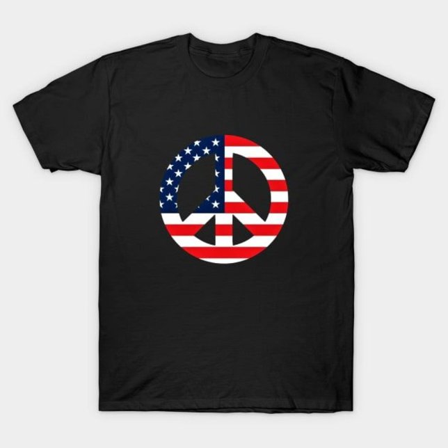 American Flagga Fredstecken Peace Symbol USA T Shirt (Skapare uppladdad)