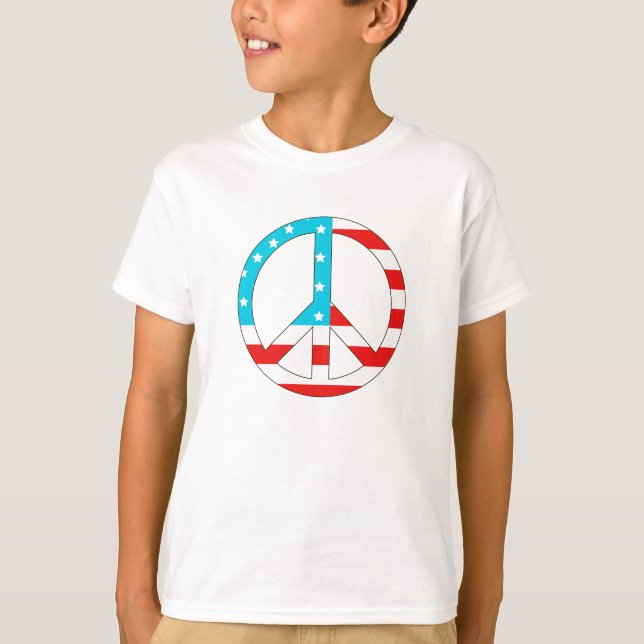 American Flagga Fredstecken T Shirt (Framsida)
