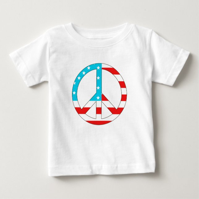 American Flagga Fredstecken T Shirt (Framsida)