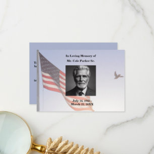 American Flagga Funeral Memorial Tack Kort