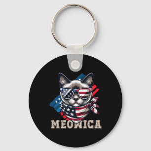 American Flagga Funny Cat Meme Patriotic Meowica U Nyckelring