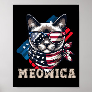 American Flagga Funny Cat Meme Patriotic Meowica U Poster