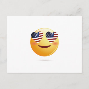 American Flagga Funny Emoji Vykort