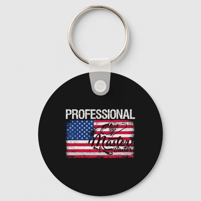 American Flagga Funny Fishing Retro Professionell  Nyckelring (Framsida)