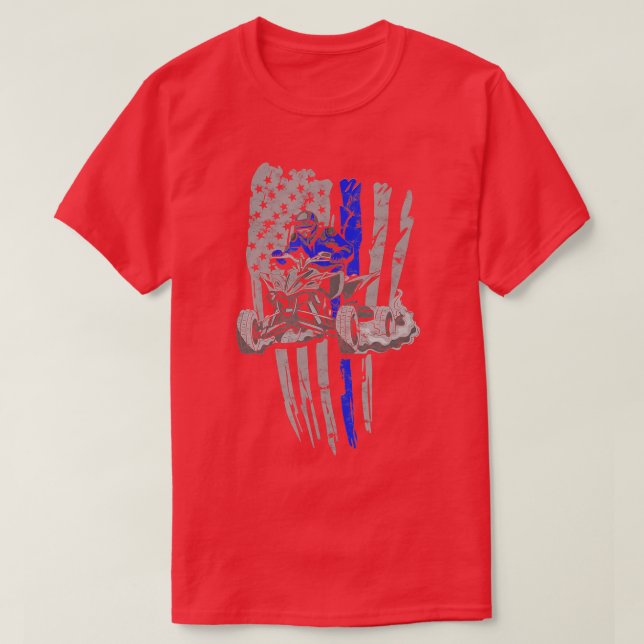 American Flagga Fyra Wheeler Quad ATV Riding - ATV T Shirt (Design framsida)