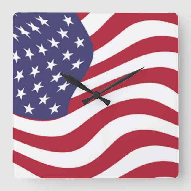 AMERICAN FLAGGA FYRKANTIG KLOCKA (Framsida)