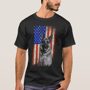 American Flagga German Shepherd Hund Pappa Mamma P T Shirt