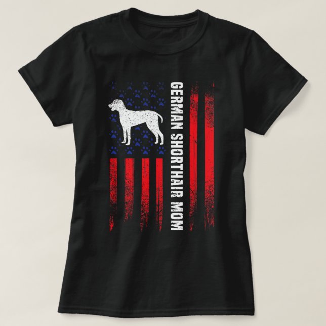 American Flagga German Shorthair Pointer Mamma Gif T Shirt (Design framsida)