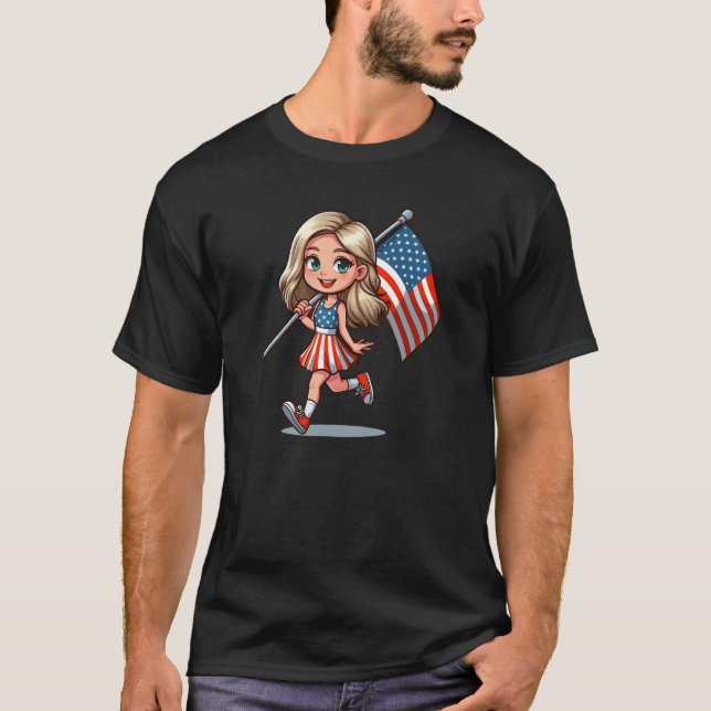 American Flagga Girl T Shirt (Framsida)