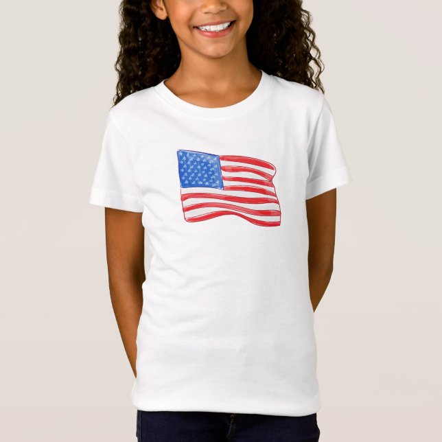 American Flagga Girl T Shirt (Framsida)